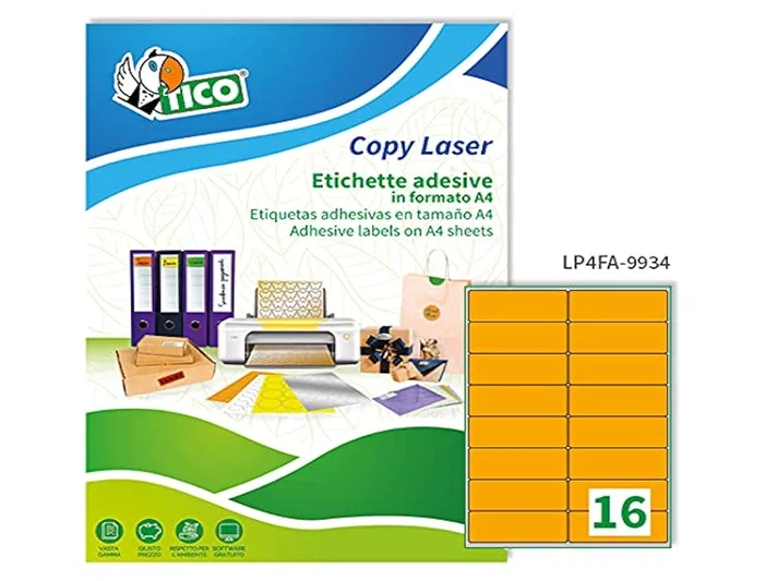 Avery Etiqueta adhesiva naranja fluorescente permanente 99,1x34mm, caja de 1120 unidades