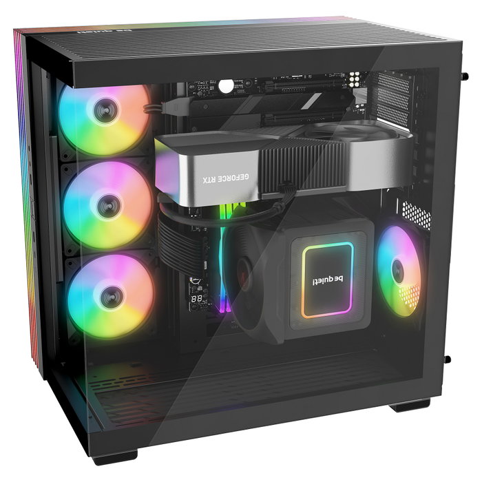 Be Quiet! Light Base 600 DX Caja PC Gaming Midi Tower Negro - Ventana Lateral, Iluminación RGB frontal, Soporte para ATX, 7 Ranuras, 40 cm VGA, 3x 120/140 mm Ventiladores