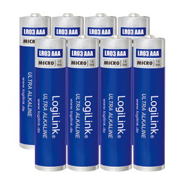 LogiLink Pilas Alcalinas Ultra Power AAA, 8 unidades
