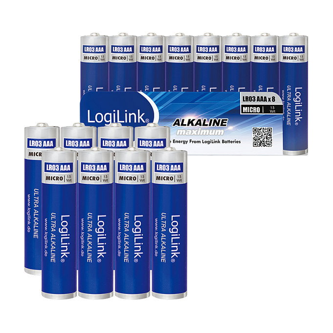 LogiLink Pilas Alcalinas Ultra Power AAA, 8 unidades