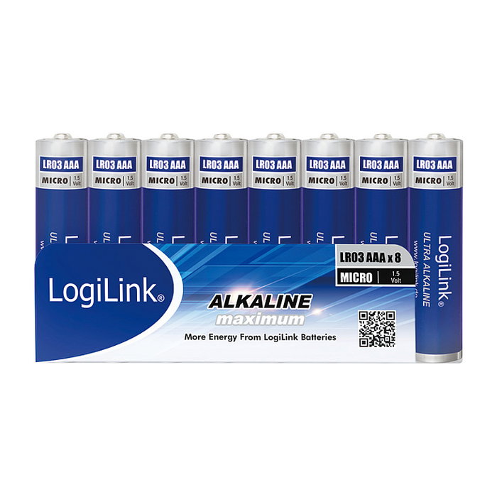 LogiLink Pilas Alcalinas Ultra Power AAA, 8 unidades