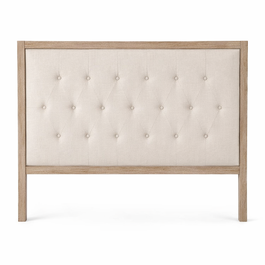 DKD Home Decor Cabecero de Cama de Madera de Hevea y Lino Beige 160x5x120