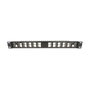 DeLOCK Panel de Conexión Keystone 19 Pulgadas, 24 Puertos, En Ángulo con Entrada de Tensión, Montaje Rack 1U, Color Negro, Metal y Plástico - 125.5 x 482.6 x 44.2 mm