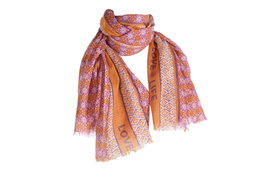DKD Home Decor Foulard de Algodón Menorca Fucsia y Naranja 100x180 cm