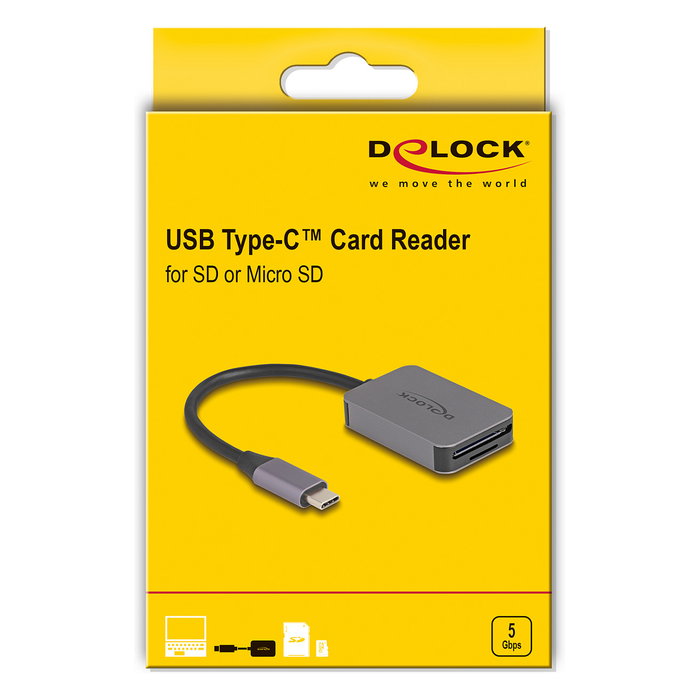 DeLOCK Lector de tarjetas USB Type-C 91009 Gris