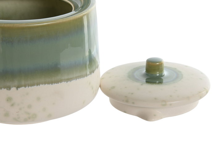 DKD Home Decor Tetera de Porcelana y Bambú Jade 24, 1L, Verde Jade