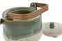 DKD Home Decor Jade 24 Tetera Porcelana y Bambú Verde Blanco 1L 14 x 18.5 x 16.5 cm