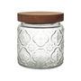 Home Deco Factory Bote Relieve Vidrio Tapa Acacia 500 Ml