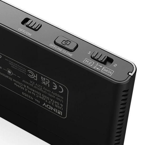 Lindy 43359 Base de conexión para disco duro USB 3.2 Gen 2 Type-C Negro