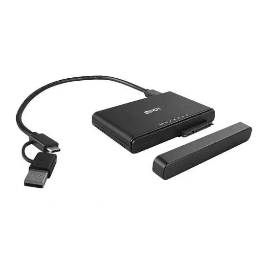 Lindy 43359 Base de conexión/Caja Externa USB 3.2 Gen 2 Type-C para SSD M.2 SATA III - Negro