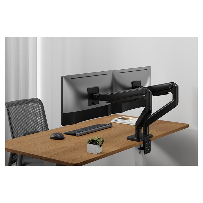 Digitus Dual Monitorhalterung, 2 Pantallas hasta 45 Pulgadas, Soporte de Doble Brazo con Capacidad de 20 kg por Monitor, Referencia DIGITUS