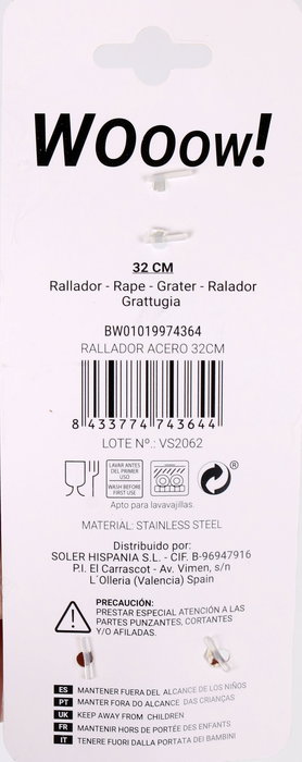 Wooow Rallador Privilege Acero Inoxidable 32 cm (36 Unidades)