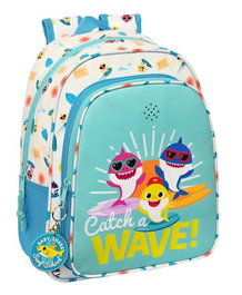 Mochila Escolar Baby Shark Surfing Azul Blanco 27 x 33 x 10 cm