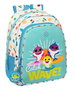 Mochila Escolar Baby Shark Surfing Azul Blanco 27 x 33 x 10 cm