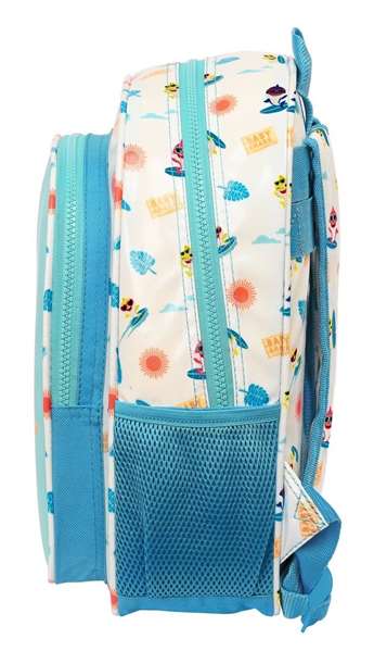 Mochila Escolar Baby Shark Surfing Azul Blanco 27 x 33 x 10 cm