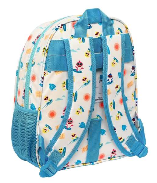 Mochila Escolar Baby Shark Surfing Azul Blanco 27 x 33 x 10 cm