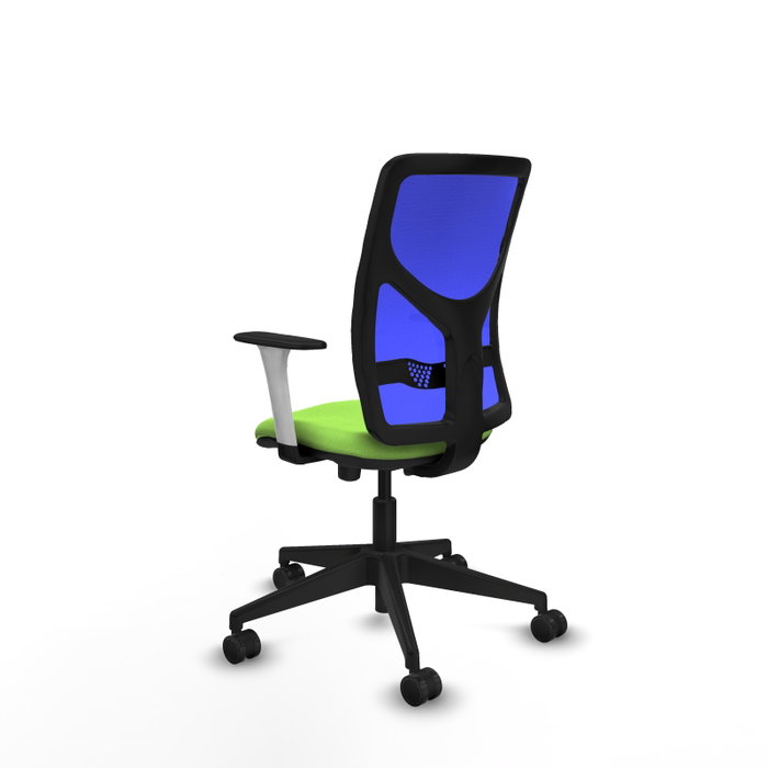 PIQUERAS Y CRESPO Silla de oficina Motilla con mecanismo Sincro/Traslack, Tela Pistacho y Malla Azul