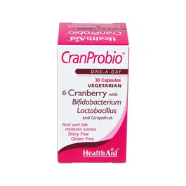 Health Aid Cranprobio 30 Cápsulas Vegetales Suplemento Arándano Rojo, Pomelo y Probióticos