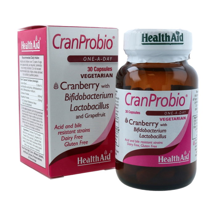 Health Aid Cranprobio 30 Cápsulas Suplemento Probiótico con Arándano y Toronja Health Aid Cranprobio 30 Cápsulas Suplemento Probiótico con Arándano y Toronja