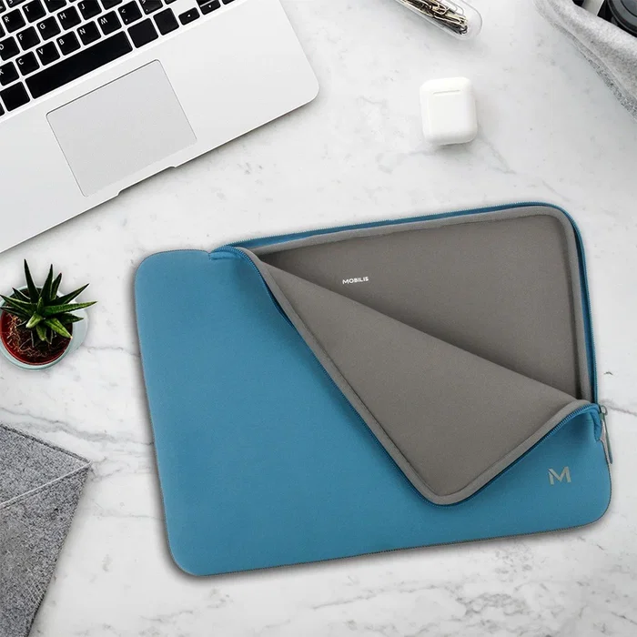 Mobilis 049018 Funda de Neopreno para Portátil 35.6 cm (14") Azul Gris, Compatible con MacBook Pro 13/14", Protectora Antigolpes