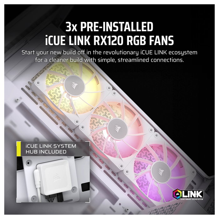 Corsair 3500X LINK RGB Caja Gaming Midi Tower ATX Blanco con Panel de Vidrio Templado