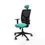 PIQUERAS Y CRESPO Silla de oficina Motilla con mecanismo Sincro/Traslack Turquesa y Negro