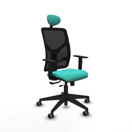 PIQUERAS Y CRESPO Silla de oficina Motilla con mecanismo Sincro/Traslack Turquesa y Negro