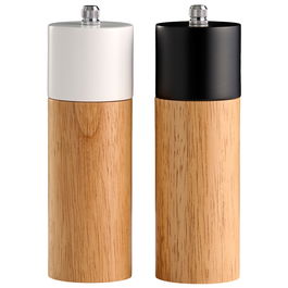 Day Juego de 2 Molinillos Sal Pimienta Madera Caucho Aluminio Cerámica 5x14.5 cm