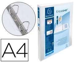 Exacompta Carpeta Canguro 2 Anillas 16 mm DIN A4+ Polipropileno Personalizable 3 Bolsillos Blanco