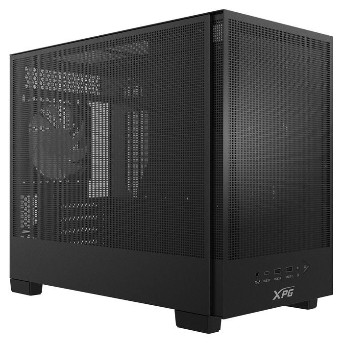 ADATA XPG Valor Mesh Nano Chassis Gaming Midi Tower mATX Negro con Panel de Cristal Templado, Puerto USB Tipo-C, Ventilador ARGB 120mm Incluido, 5 Ranuras