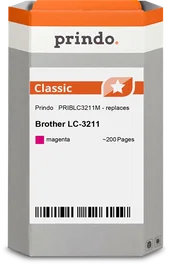 Prindo Classic Cartucho de Tinta Magenta compatible con Brother LC3211M