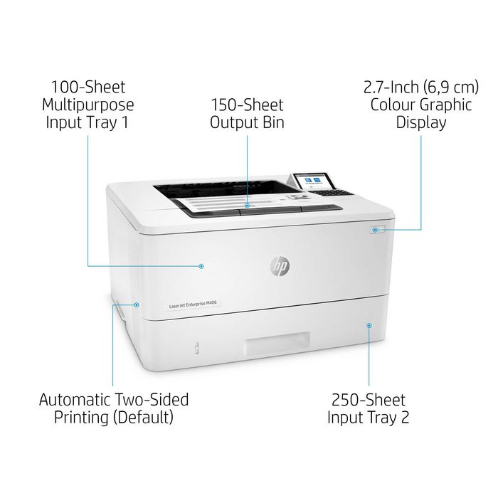 HP LaserJet Enterprise M406dn Impresora Laser, 40 ppm, 1200x1200 dpi, USB, Impresion Doble Cara, Energia Eficiente