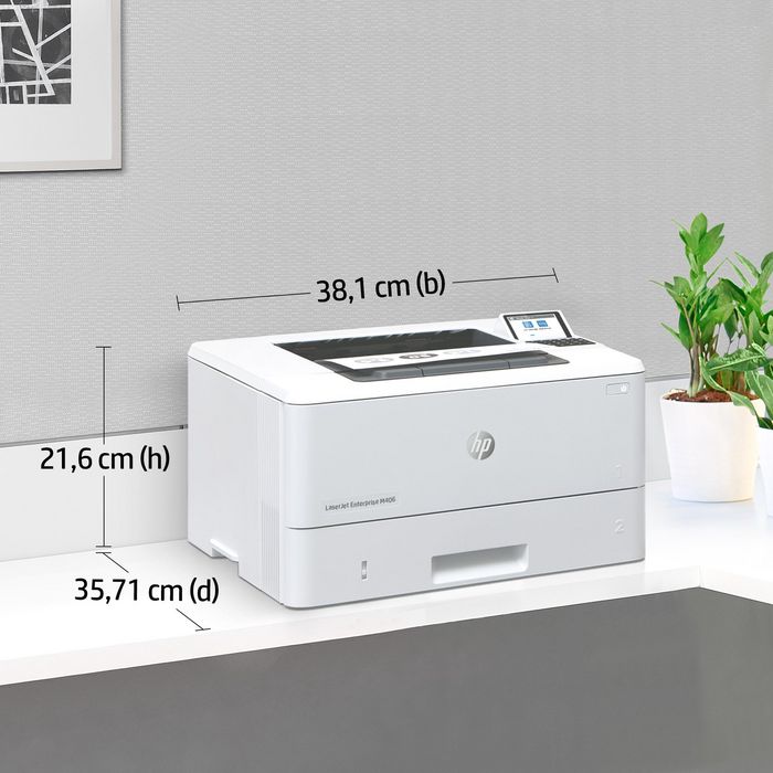 HP LaserJet Enterprise M406dn Impresora Laser, 40 ppm, 1200x1200 dpi, USB, Impresion Doble Cara, Energia Eficiente