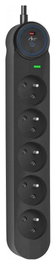 Art F2100 Protector de sobretensión con 5 tomas, 16A, negro, 1,5 m