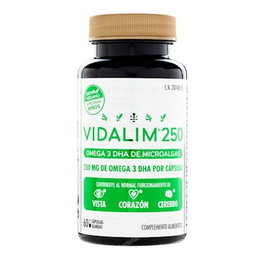 VIDALIM Omega 3 Dha 250Mg 60 Capletas, Complemento Alimenticio Vegano para Visión, Corazón y Cerebro