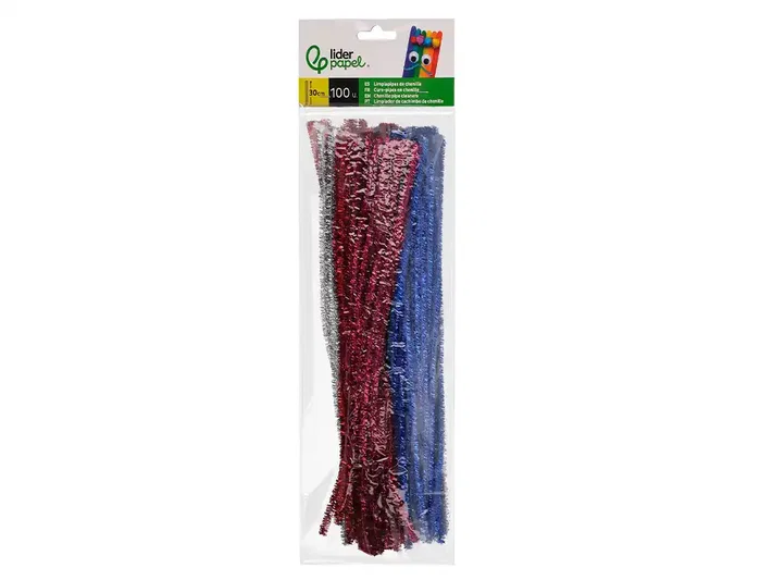 Liderpapel Limpiapipas de chenilla de 30 cm colores brillantes surtidos, 100 unidades