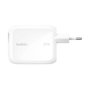 Belkin Boost Charge Pro 67W Dual GaN con Cable Retráctil USB-C Blanco