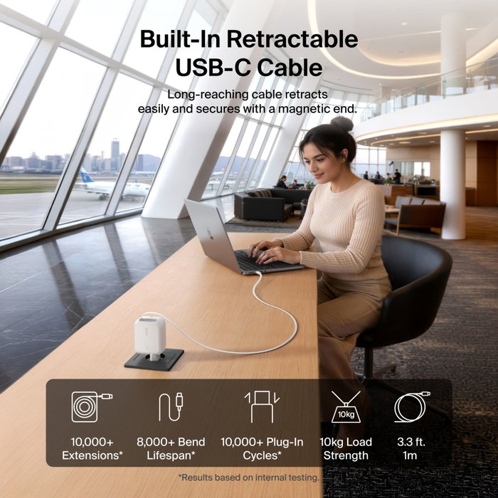 Belkin Boost Charge Pro 67W Dual GaN con cable retráctil Blanco WCH022KQWH