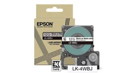 Epson LabelWorks LK-4WBJ Rollo de Cinta para Etiquetas, Negro sobre Blanco Mate, 1.2 cm x 8 m, Transferencia Térmica, Compatible con LW-C410