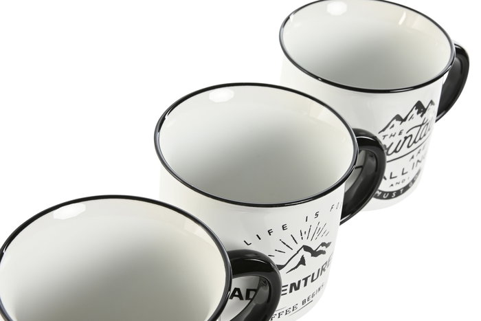 DKD Home Decor Mug Alpino Multicolor Porcelana New Bone 340ml 8.7 x 8 x 9.4 cm Apto Microondas y Lavavajillas