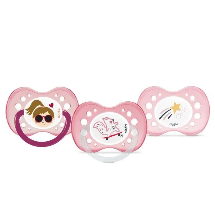 Dodie Set de 3 Chupetes Anatómicos Día y Noche +18 Meses X3 Dodie Set de 3 Chupetes Anatómicos Día y Noche +18 Meses X3