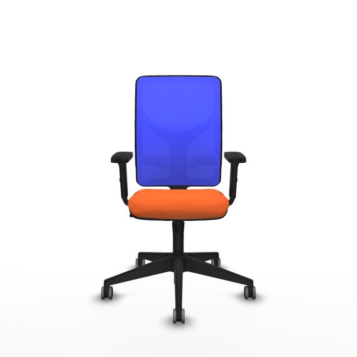 PIQUERAS Y CRESPO Silla de oficina Motilla con mecanismo Sincro, Tela Naranja y Malla Azul