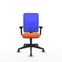 PIQUERAS Y CRESPO Silla de oficina Motilla con mecanismo Sincro, Tela Naranja y Malla Azul