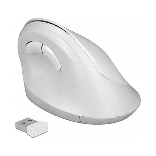 DeLOCK 12596 Ratón Ergonomico USB Inalambrico Vertical para Mano Derecha, Blanco, 1600 DPI, 4 Botones, Silencioso, RF 2.4 GHz, Hasta 20 m, Receptor Nano USB Incluido DeLOCK 12596 Ratón Ergonomico USB Inalambrico Vertical para Mano Derecha, Blanco, 1600 DPI, 4 Botones, Silencioso, RF 2.4 GHz, Hasta 20 m, Receptor Nano USB Incluido