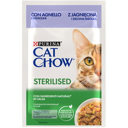 Cat Chow Alimento Completo Gatos Adultos Esterilizados Cordero Judías Verdes 26x85g