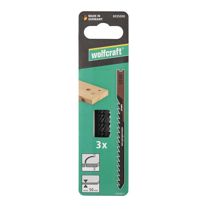 Wolfcraft Hojas de sierra de calar HCS vástago en U corte curvo fino 50 mm