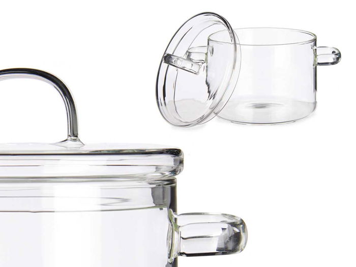Vivalto Olla de Borosilicato Transparente 1000 ml 19x13.5x13.8 cm (Set de 6)