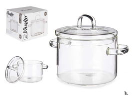 Vivalto Olla de Borosilicato Transparente 1000 ml 19x13.5x13.8 cm (Set de 6)