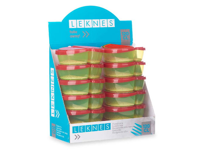 Leknes Tupper Fruta Sandia 1,2L Plástico Estampado Frutal 23x8x13cm (Set de 24)