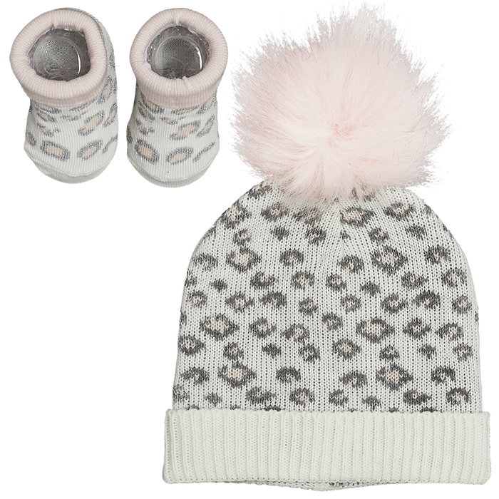 Tom et Zoe Conjunto Gorro y Calcetines - Modelos Surtidos Animal Print y Topos Dorados